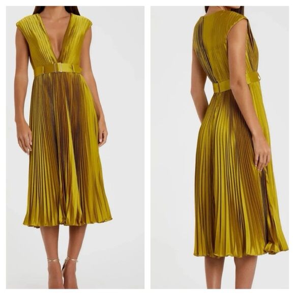 Mac Duggal Dresses & Skirts - Ieena for Mac Duggal 26483 Chartreuse Pleated Dress Size 12 Fall Wedding